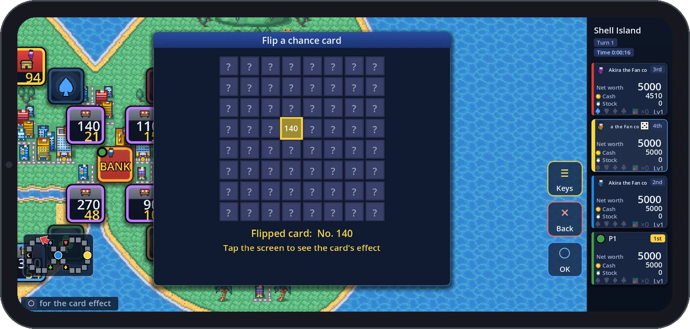 After the flip: "Tap the screen to see the card's effect"