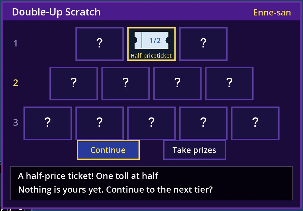 Modern Double-Up Scratch: a Half-price ticket in tier 1