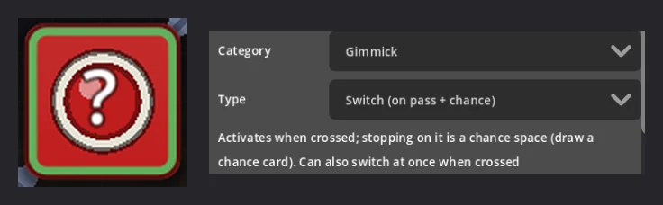 The board editor's "Switch (on pass + chance)"