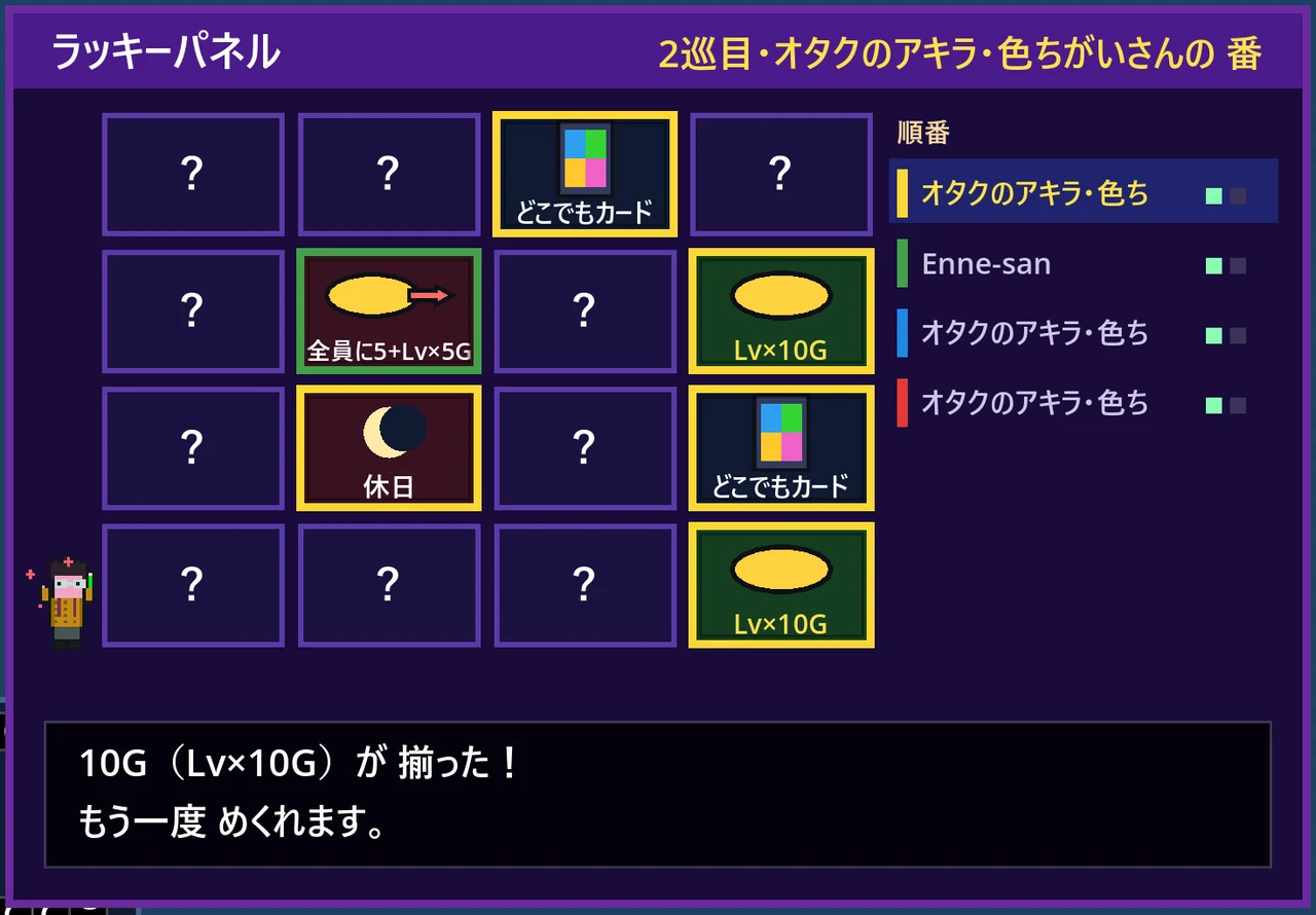 ラッキーパネル モダン。Lv×10G が揃ったところ