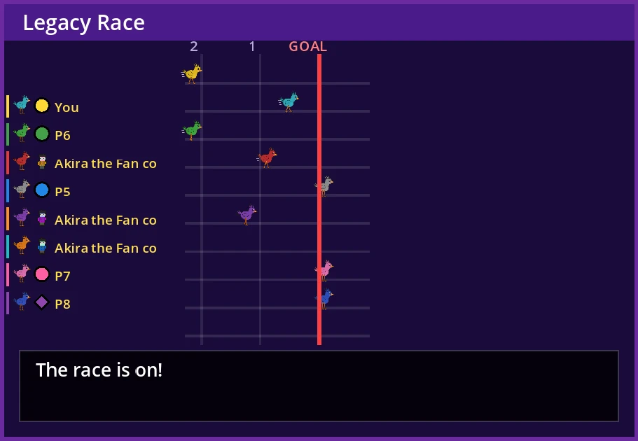 The Legacy Race with the new birds