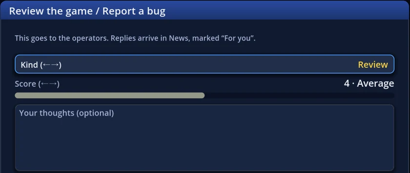 Review the game / Report a bug