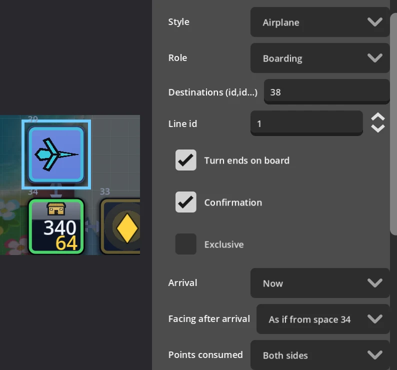 Facing after arrival in the board editor